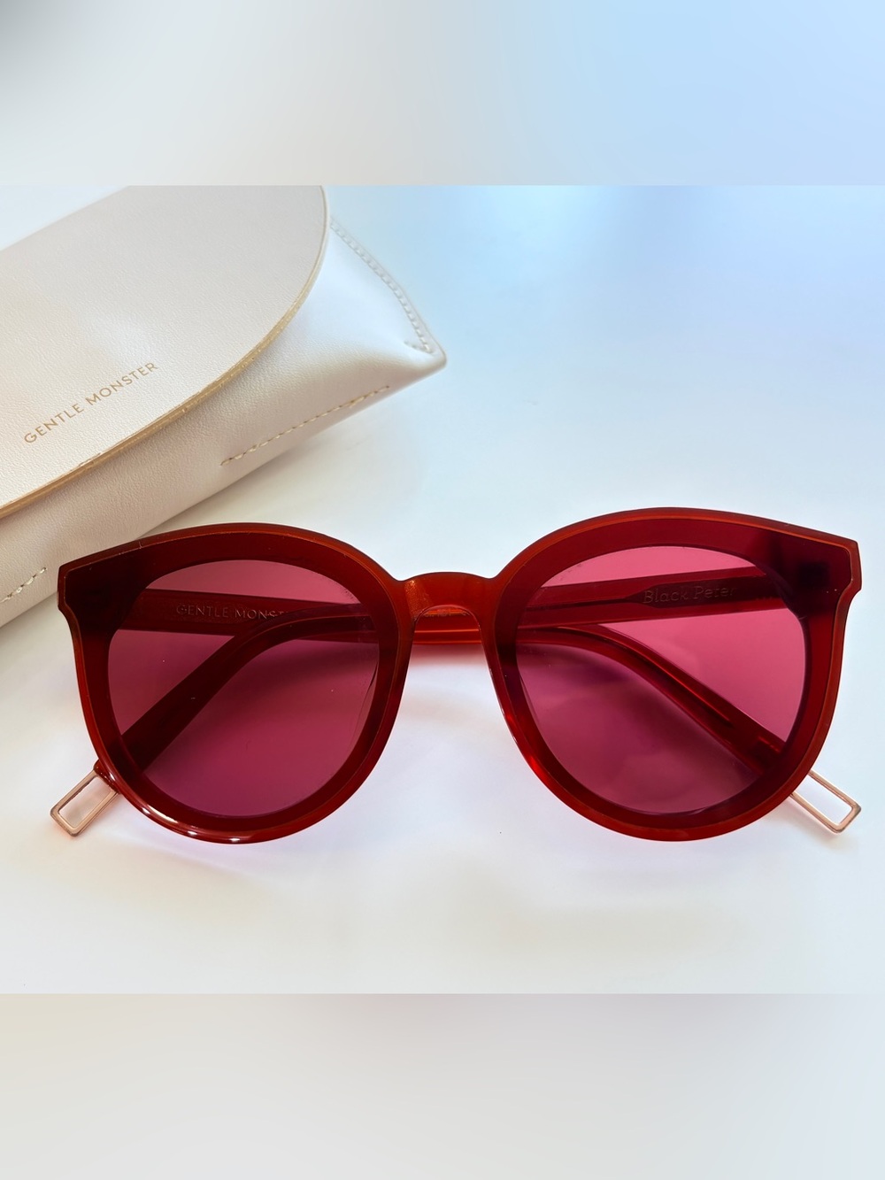 GM Black Peter Flatba Wine Red Sunglasses Authentic